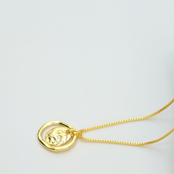 Mila 18K Gold Vermeil Hammered Medal Necklace - Picture 6 of 11